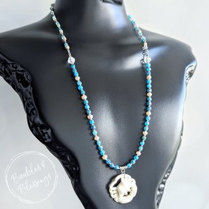 Crab Necklace with Bone, Apatite & Freshwater Pearls