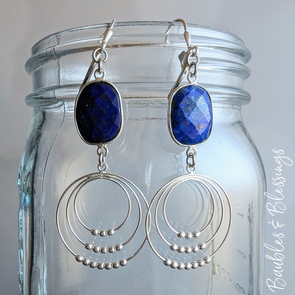 Boho Movement Earrings with Sterling Silver & Lapis