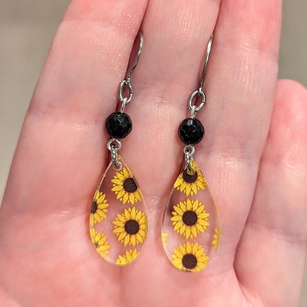 RESERVED for C: Mini Sunflower Earrings