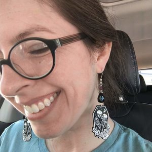 Eternal Embrace Skeleton Earrings with Onyx & Ruby (MTO)