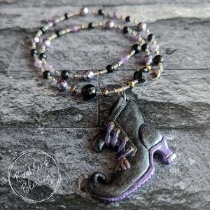 OOAK Witch's Boot Necklaces with Onyx & Pyrite