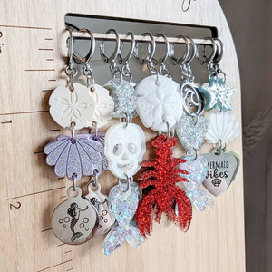 Mermaid Tail Earrings with Holographic Glitter Hearts
