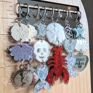 Mermaid Tail Earrings with Holographic Glitter Hearts