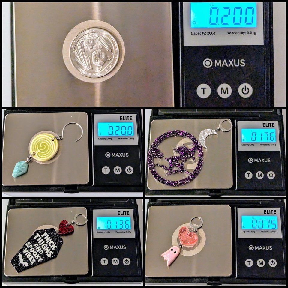 Spiky Glam Crescent Moon Earrings with Holographic Skulls