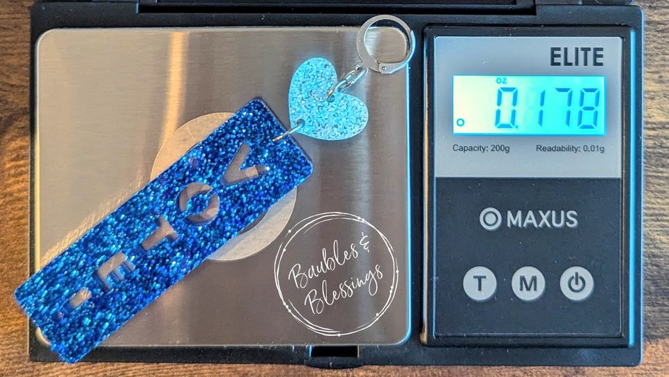 XL Vote Blue Earrings with Hearts & Glittery Bar Charms