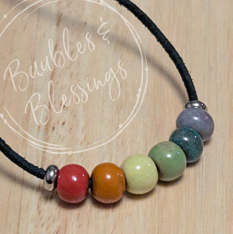 Fidget-Friendly Ceramic Rainbow Necklace