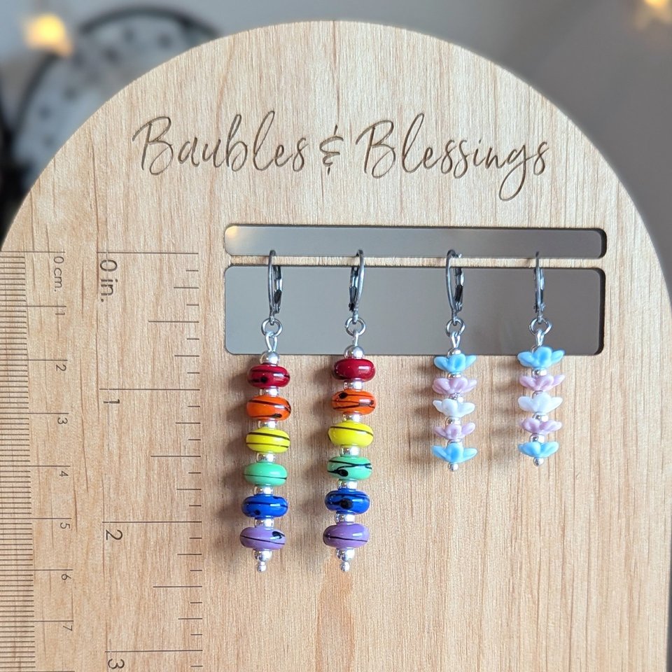 Sweet Trans Pride Earrings with Handmade Flowers