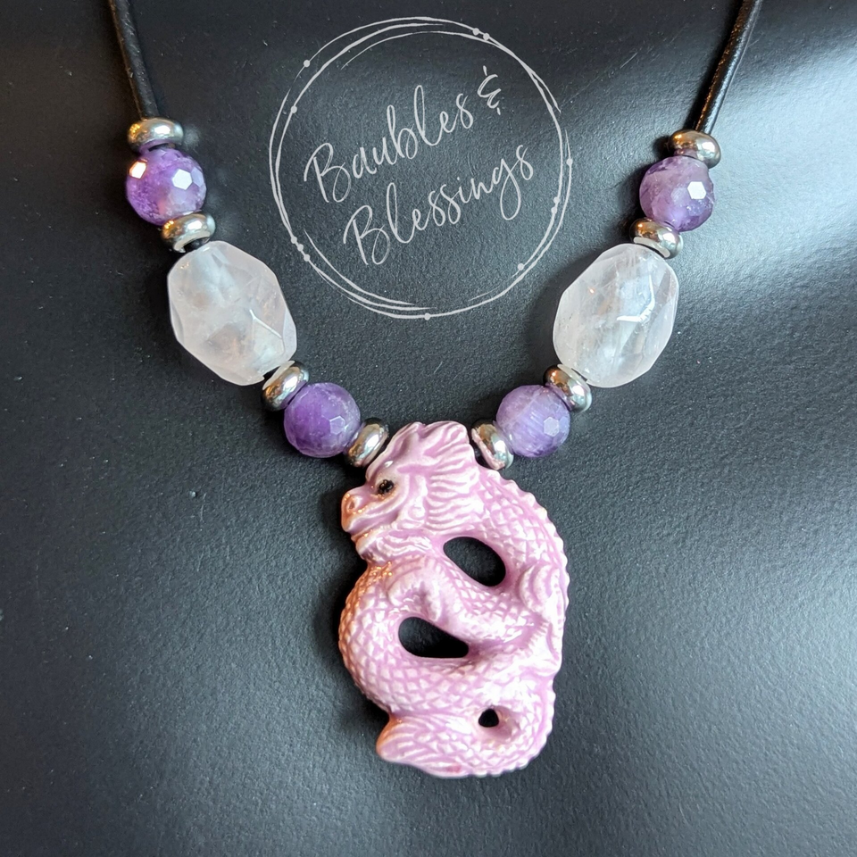 Lavender Ceramic Dragon Fidget Necklace