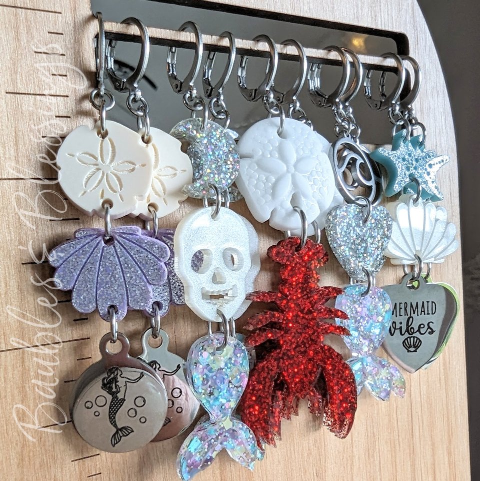 Mermaid Tail Earrings with Holographic Glitter Hearts