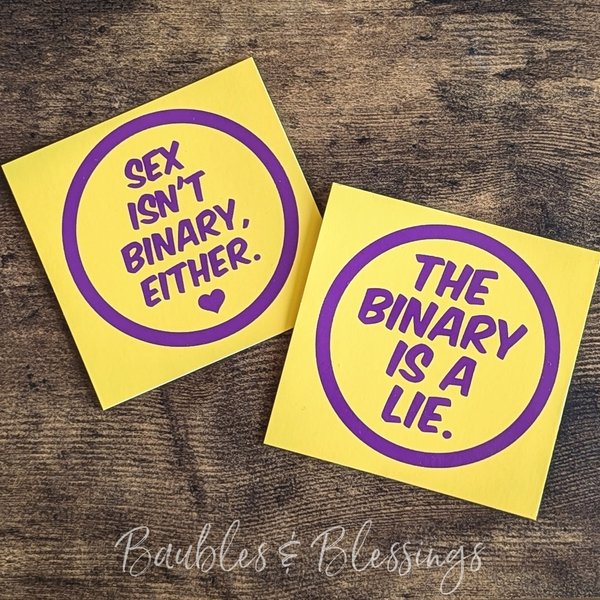 Single & Bulk Stickers: Binary is a Lie/Sex Isn't Binary