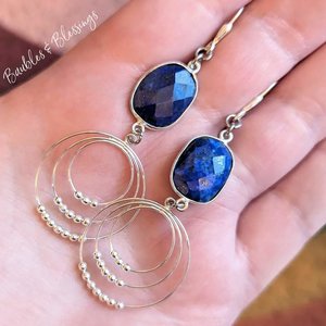 RESERVED for S: Custom Lapis Sand Dollar Earrings 