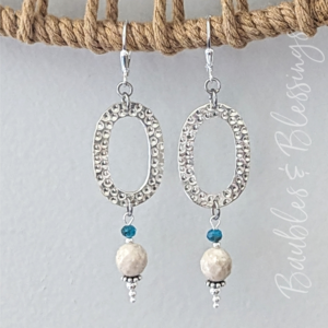 Hammered Oval Earrings with Apatite & Riverstone