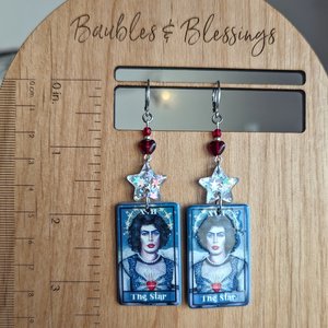 The Star Tarot Earrings with Glittery Stars & Frank N Furter