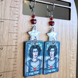 The Star Tarot Earrings with Glittery Stars & Frank N Furter