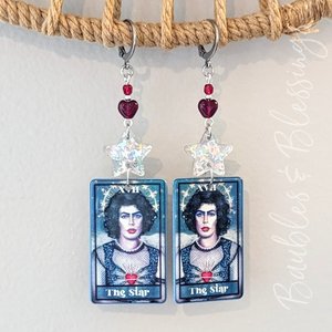 The Star Tarot Earrings with Glittery Stars & Frank N Furter