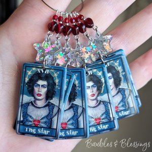 The Star Tarot Earrings with Glittery Stars & Frank N Furter