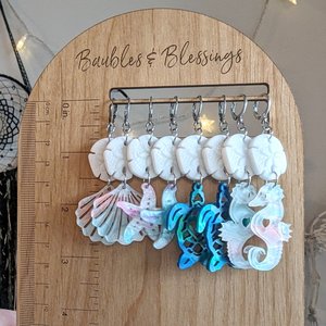 Acrylic Seahorse Earrings with Czech Glass Sand Dollars