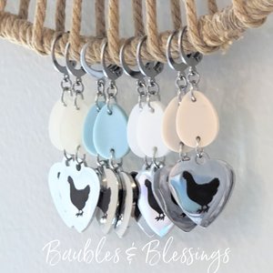 Chicken Earrings with Acrylic Eggs: Pick Your Color! (MTO)