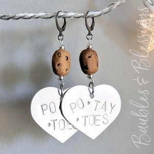 Hand-stamped PO•TAY•TOES Earrings with Ceramic Potato Beads (MTO)