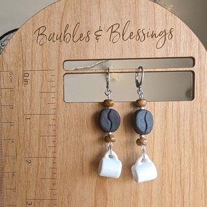 Coffee Earrings & Pendants with Handmade Beads (MTO)