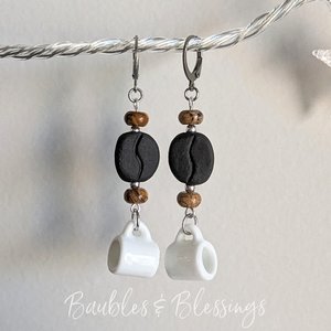 Coffee Earrings & Pendants with Handmade Beads (MTO)