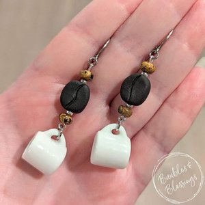 Coffee Earrings & Pendants with Handmade Beads (MTO)