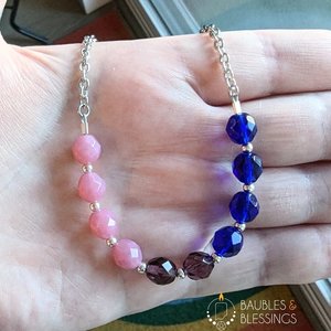 RESERVED for J: Custom RIP Gender Roles/Bi Pride Necklace