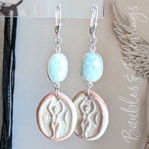 Earthy Goddess Earrings with Faceted Aquamarine Links