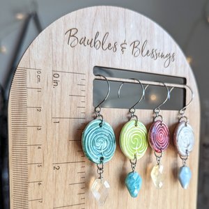 Green Labyrinth Earrings with Faceted Citrine Drops
