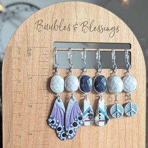 Lampwork Enameled Butterfly Wing Earrings 