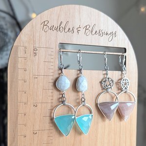 Aqua Chalcedony Earrings with Howlite Freeforms
