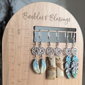 Picture Jasper Earrings with Sterling Pentagrams