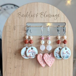 Sweet Li'l Mushroom Earrings with Peach Moonstone