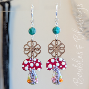 RESERVED for A: Mushroom Earrings with Emeralds