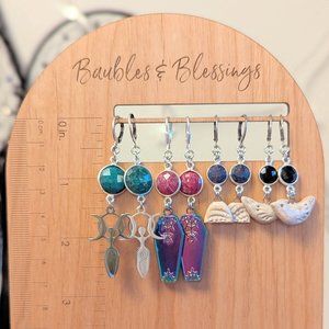 Colorful Electroplated Coffin Earrings with Rubies