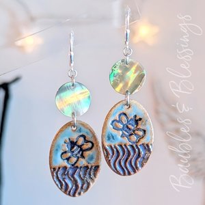 Earthy Bumblebee Earrings with Abalone Shell