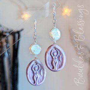 Sweet Goddess Earrings with Pearl & Sterling Silver