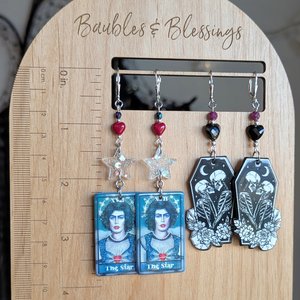Skeleton Embrace Earrings with Obsidian & Ruby