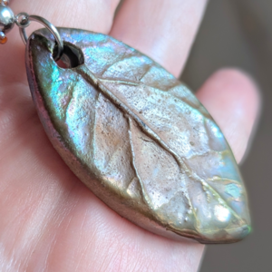 RESERVED for B: Raku Leaf & Green Opal Necklace