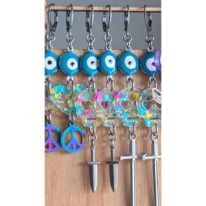 RESERVED for C: Evil Eye Earrings w Skulls & Daggers