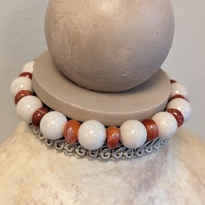 Chunky Grounding Bracelets with Carnelian & Riverstone