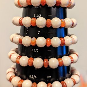 Chunky Grounding Bracelets with Carnelian & Riverstone