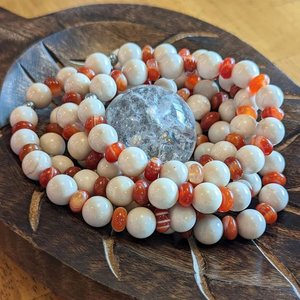 Chunky Grounding Bracelets with Carnelian & Riverstone