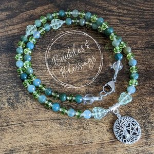 Fancy Jasper & Czech Glass Tree of Life Necklace