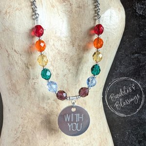 Rainbow Pride Necklace with Custom Hand-Stamped Pendant