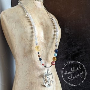 RESERVED for D: Hypoallergenic Solar System Necklace with Yoga Pendant