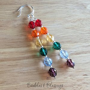 Full Rainbow Czech Glass Pride Earrings (MTO)