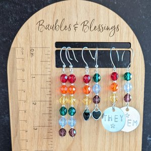 Full Rainbow Czech Glass Pride Earrings (MTO)
