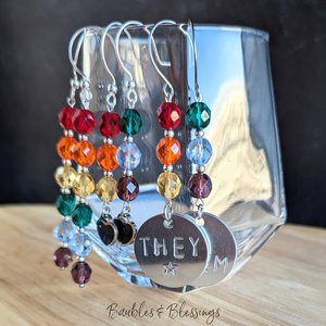 Full Rainbow Czech Glass Pride Earrings