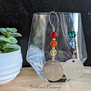 Rainbow Pride Earrings with Stamped Charms